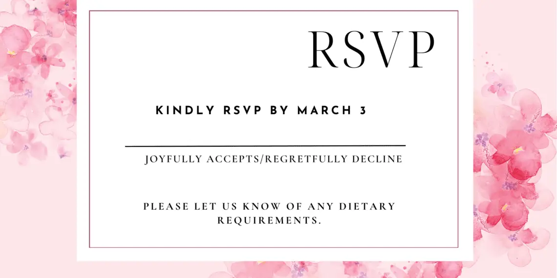 A wedding RSVP card