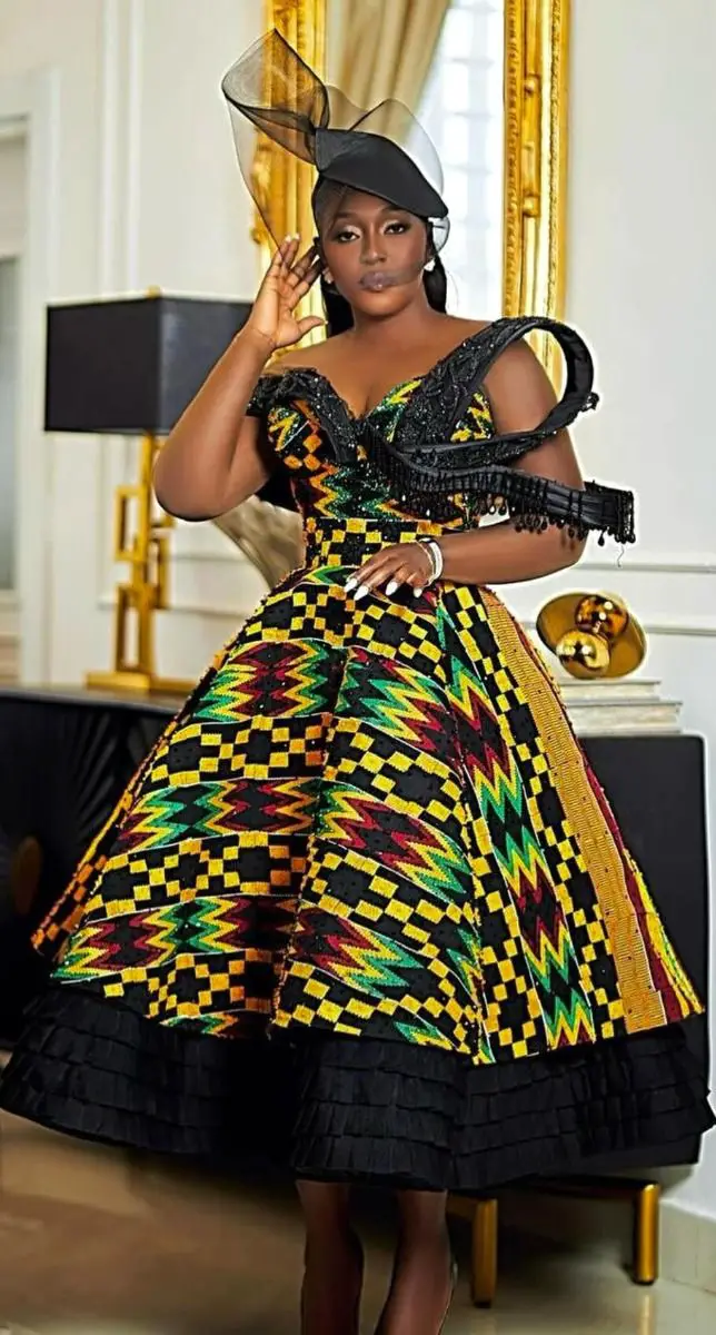 30+ Kente Inspired Wedding Guest Dress Styles in Ghana