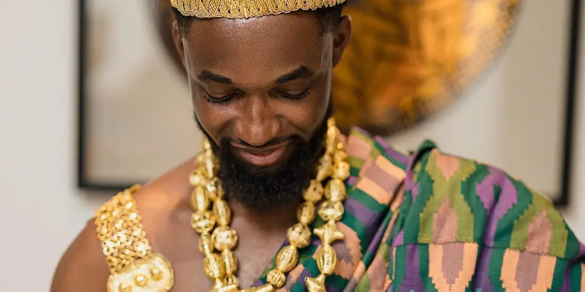 A Kente Drape Look for grooms