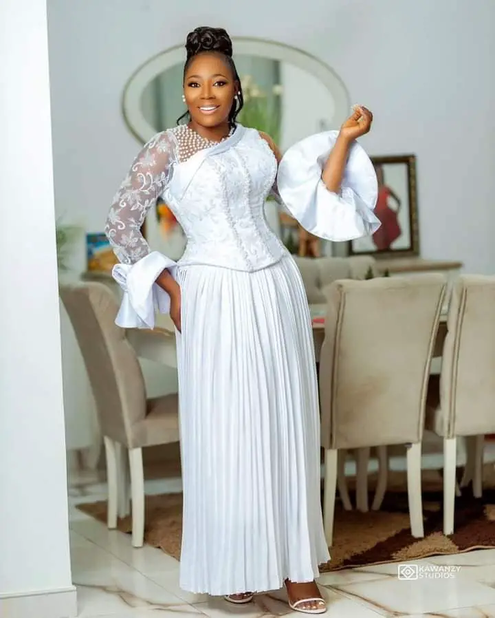 Wedding Guest White Lace Dress Styles in Ghana Kente Knots