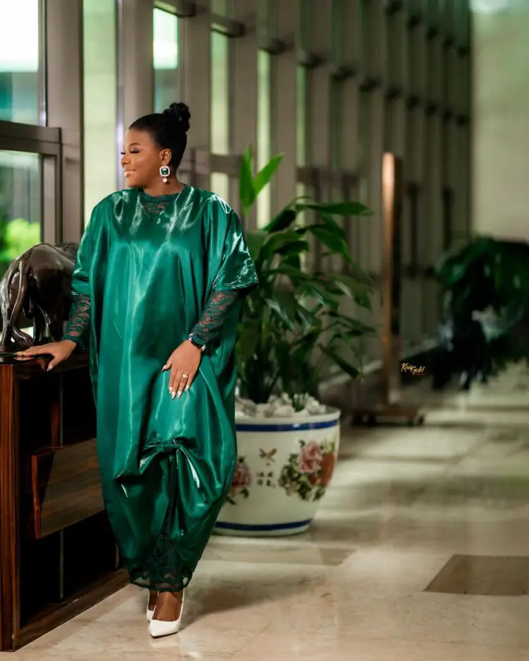 Sunmisola in a green kaftan