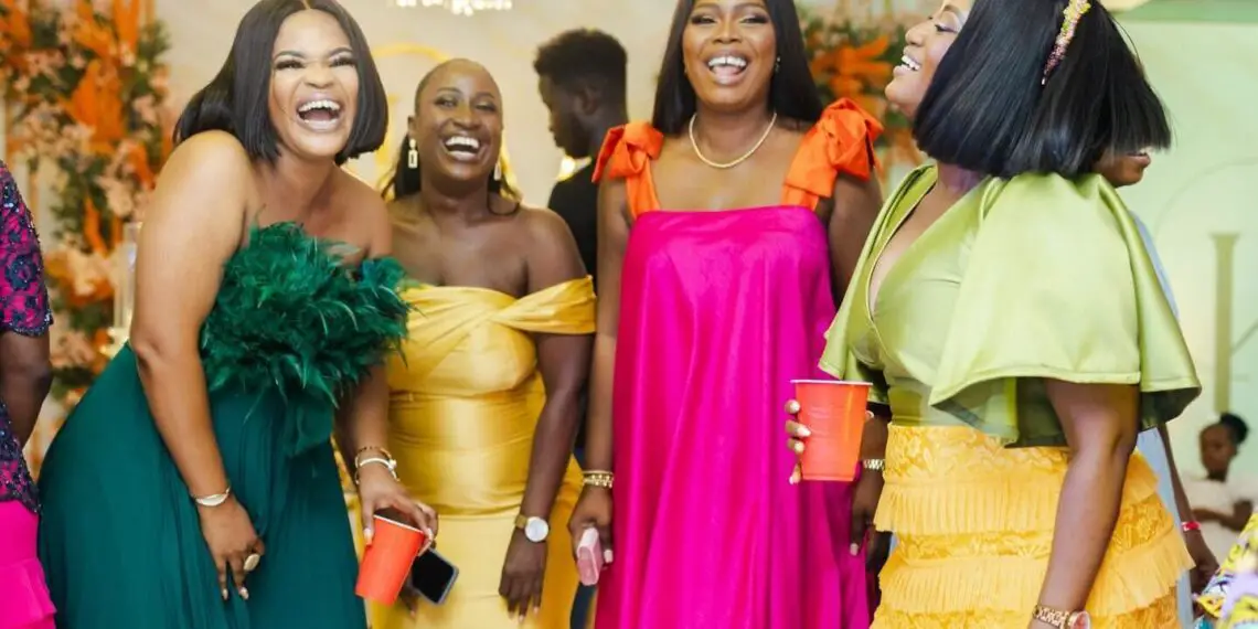 A coloured display of dresses