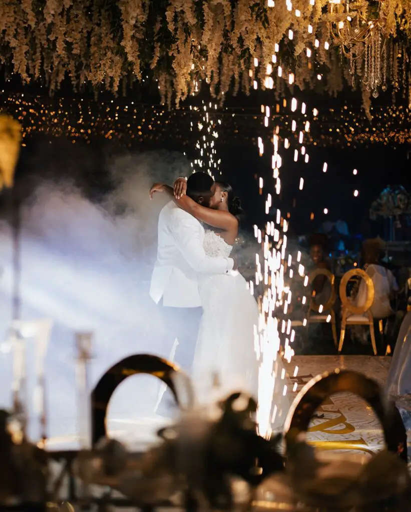 couple dancing at reception