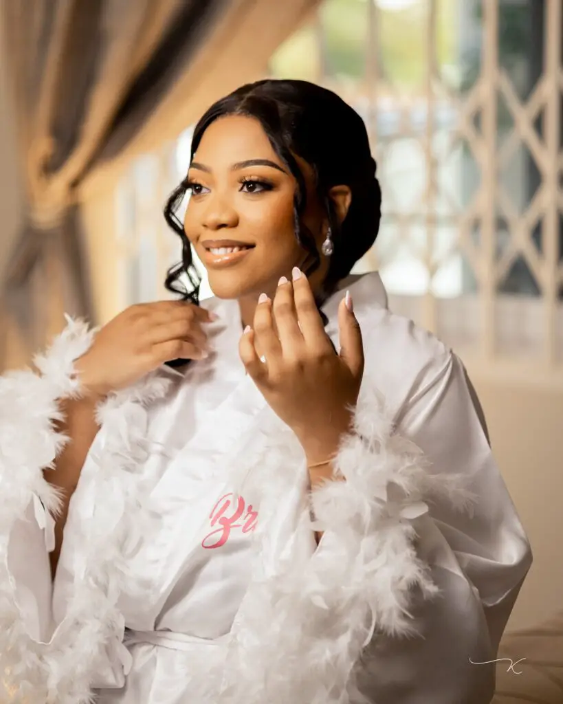 beautiful bride getting ready