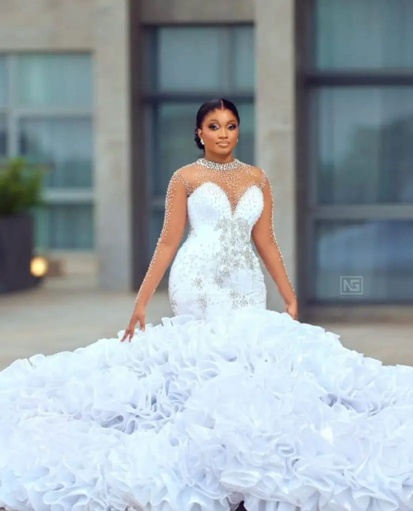 A RUFFLED WEDDING DRESS