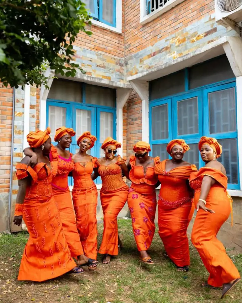 ORANGE DRESSED BRIDESMAIDS