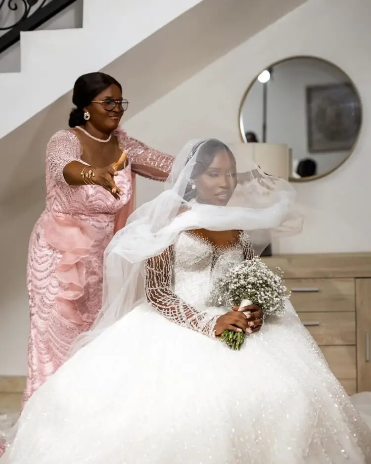 Bride and Praying Mother