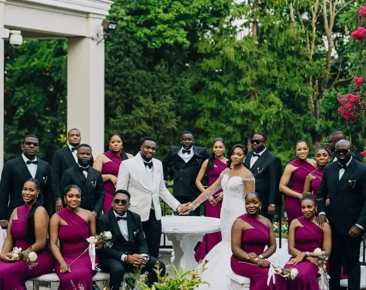 couple and bridal team