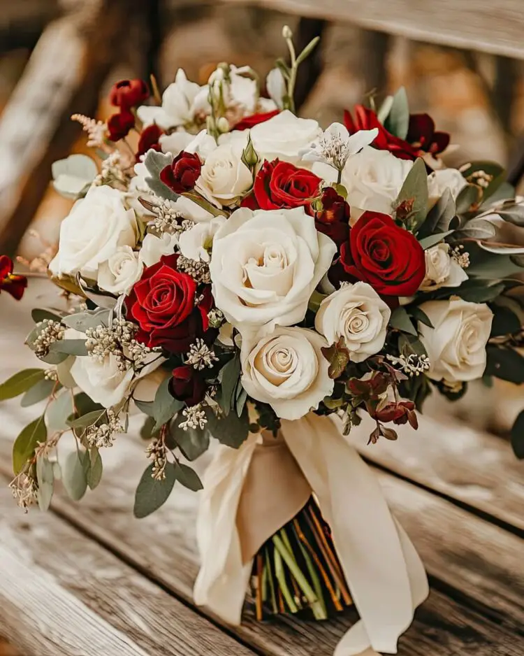 CREAM AND RED FLOWERS