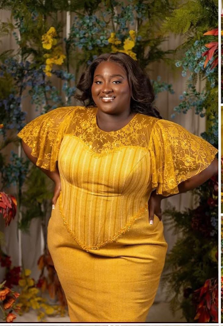 PLUS SIZE WEDDING MAID IN YELLOW SMOCK